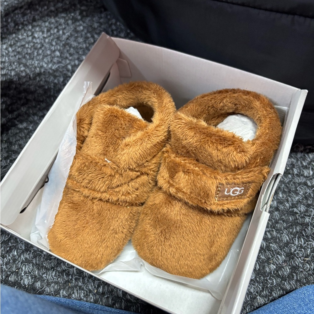 UGG Tan Fuzzy Baby Booties